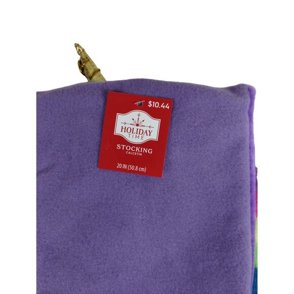 Holiday Time Plush Unicorn Snowflake 20 inch Christmas Stocking Purple New - Picture 4 of 5